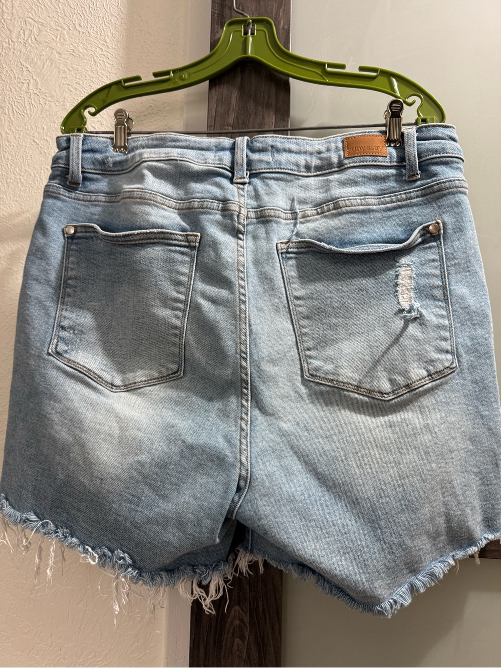 Judy Blue Light Blue Distressed Denim Shorts - Picture 2 of 4